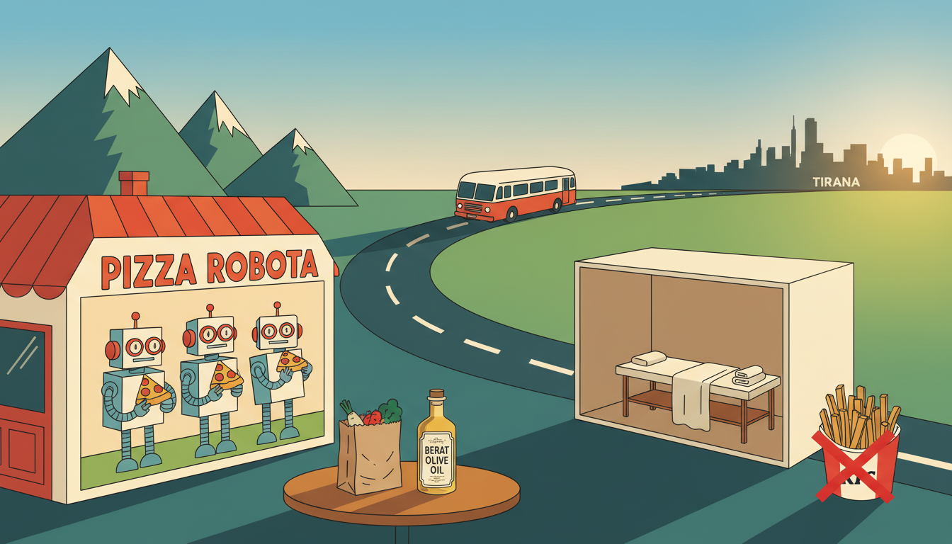 Transition Day — Shkoder to Tirana: Robots, Olive Oil, and the Great Albanian Fry Crisis